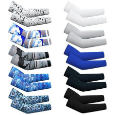 Xuhal 10 Pairs Arm Sleeves For Kids Arm Compression Baseball Sleeves Uv Sun Protection Cooling Sleeves For Boys And Girls (Dark Color)