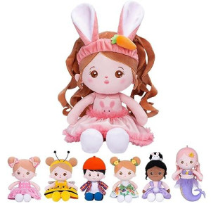 Ouozzz Soft Baby Doll For Girls - My First Baby Doll Bunny Gifts Plush Rabbit Dolls Pink Dress Toy For Toddlers Kids Infants 15"
