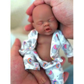Miaio 7" Micro Preemie Full Body Silicone Black Baby Doll Girl Lifelike Mini Reborn Doll
