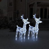 vidaXL christmas Reindeers 2 pcs cold White 80 LEDs Acrylic