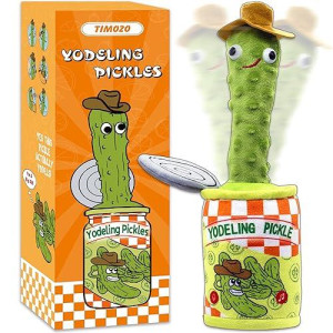 Yodeling Pickle, Talking Yodeling Toy Repeats What You Say, Singing Pickle Plush Toys - Rechargeable Twisted Mimicking Toy Singing Dance, Funny Prank Novelty Gag Gift For Adults & Kids