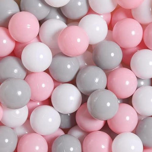 Trendplay Pink Pit Balls For Toddlers 1-3, Pack Of 100 -Brown Balls Bpa Free Phthalate Free Crush Proof Balls For Toddlers Baby Kids Party, Pink+White+Gray