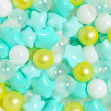 Trendplay Pit Balls For Toddlers 1-3, Pack Of 100 -Brown Balls Bpa Free Phthalate Free Crush Proof Balls For Toddlers Baby Kids Party, Gradient Green+Pearl Yellow+Clear