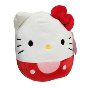 Squishmallow Official Kellytoy Sanrio Squad Squishy Stuffed Plush Toy Animal (Kitty (Red), 7 Inch)