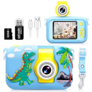 Kid Camera,Arnssien 180? Flip Lens Camera For Kid,2.4In Ips Lcd Digital Camera With Silicone Case,Child Selfie Camera For 3 4 5 6 7 8 9 10 Year-Old Girl Boy Christmas Birthday Gift Toddler Camera Toy