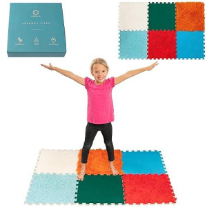 Sensory Floor Tiles For Kids Sensory Mats For Autistic Children Interlocking Sensory Floor Rug Multi-Sensory Exploration Puzzle Sensory Tiles Sensory Toys For Tactile Play Orthopedic Mat