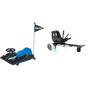 Razor Crazy Cart Shift For Kids Ages 6+ (Low Speed) 8+ (High Speed) & Hover-1 Buggy Attachment For Transforming Hoverboard Scooter Into Go-Kart, Black, 24" L X 7.5" W X 19" H
