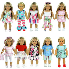 ReeRaa 20 pcs 18 inch Doll clothes and Accessories for American 18 inch girl Doll clothes gift Including 10 complete Sets of clothing