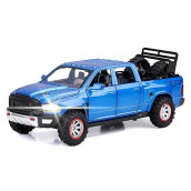 Sasbsc Ram Trx 1500 Toy Trucks For Boys Diecast Metal Pickup Truck Toy Pull Back Model Cars With Light And Sound For Kids Aged 3-7 (Blue)