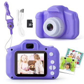 Digital Camera For Kids,Nine Cube Toddler 2.0 Inch Ips Screen Video Camera For 3-7 Years Boys Girls,Purple Toys Camera With 32Gb Sd For Birthday