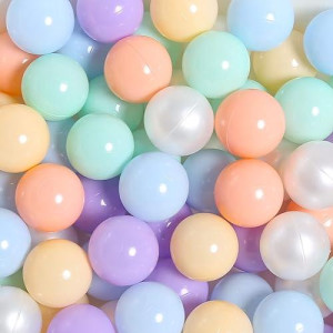 Trendplay Pit Balls For Toddlers 1-3, Pack Of 100 Balls Bpa Free Phthalate Free Crush Proof Balls For Toddlers Baby Kids Party, Macaron Colors+Pearl White