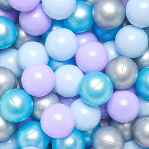 Trendplay Pit Balls For Toddlers 1-3, Pack Of 100 Balls Bpa Free Phthalate Free Crush Proof Balls For Toddlers Baby Boys Girls Kids Party, Gradient Blue+Pearl Sliver+Purple