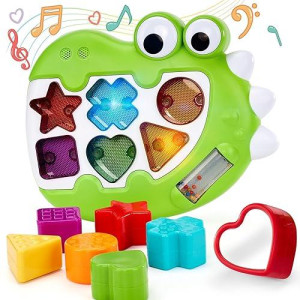 Hahaland 1 Year Old Boy Toys - Light Up Musical Shape Sorter - Toys For 1 Year Old Boy Birthday Gift - Montessori Learning Toddler Toys Age 1-2 - Baby Toys 12-18 Months