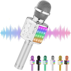 Karaoke Microphone For Adults, Wireless Bluetooth Microphone For Singing Portable Karaoke Machine Handheld With Led Lights, Gift For Kids Adults Birthday Party, Home Ktv