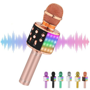 Niskite Bluetooth Microphone For Singing,Karoke Microphone With Bluetooth And Wireless Microphone For Adults,Professional Noise Cancelling Microphone With Led Flashlights