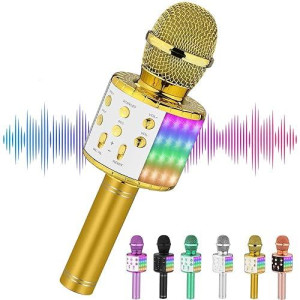Niskite Bluetooth Microphone Karaoke Machine,Professional Karaoke Microphone For Adults Kids,Handheld Cordless Microphone With Led Lights,Gifts For Kids Adults Birthday Party, Home Ktv
