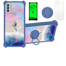 Jioeuinly Nokia C31 Case Compatible With Nokia C31 Phone Case Cover [With Tempered Glass Screen Protector][Hard Pc + Soft Silicone][Ring Support] [Luminous Effect] Ygl-Fxj