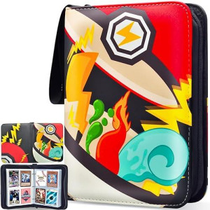 Card Binder For Cards, Ysisum 4-Pocket Portable Card Collector Album Holder Book Fits 400 Cards With 50 Removable Sleeves, Trading Card Binder Display Storage Carrying Case For Tcg (4 Tails)
