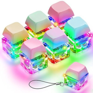 6 Pcs Keyboard Fidget Keychain With Led Light Keyboard Decompression Toys Keyboard Fidget Toy Light Button Stress Relief Gifts For Adult To Relief Stress Pass The Time, 6 Colors