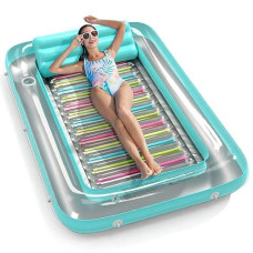 Inflatable Tanning Pool Lounger Float - Jasonwell 4 In 1 Sun Tan Tub Sunbathing Pool Lounge Raft Floatie Toys Water Filled Tanning Bed Mat Pad For Adult Blow Up Kiddie Pool Kids Ball Pit Pool L