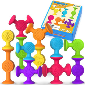 Textured Suction Bath Toys | 12 Pcs Silicone Baby And Toddler Sensory And Fine Motor Toys | Great For Autism/Add/Adhd | Easter Basket Stuffers And Gifts | Indoor, Outdoor, And Travel Toy