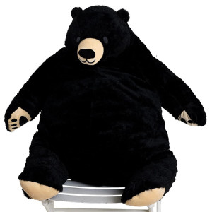 Snowolf Djungelskog Giant Black Bear Plush Toy - Stuffed Animal Doll, 23.6In/60Cm, Cuddly Home Decoration, Valentine'S & Birthday Gift