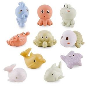 Bath Toys For Babies 6-12 Months - 10Pcs Bath Squirt Toys Silicone Ocean Animals Bathtub Float Toy For Water Play Kids Preschool Education Toy Learning Skills For Bathroom