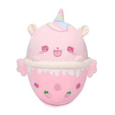 Aixini Unicorn Boba Plush 10 Inch Bubble Tea Stuffed Animal Cute Soft Boba Milk Tea Food Plushie Toy For Kids