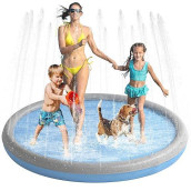 Niubya Splash Pad For Dogs And Kids, Thicken Sprinkler Pad Pool Summer Water Toys For Toddlers, Pet Water Play Toy Wading Pool Mat, Fun Outdoor Garden Lawn Backyard Play Matt, 60 Inch