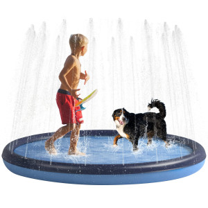 Niubya Splash Pad For Dogs And Kids, Thicken Sprinkler Pad Pool Summer Water Toys For Toddlers, Pet Water Play Toy Wading Pool Mat, Fun Outdoor Garden Lawn Backyard Play Mat