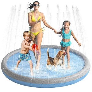Niubya Splash Pad For Dogs And Kids, Thicken Sprinkler Pad Pool Summer Water Toys For Toddlers, Pet Water Play Toy Wading Pool Mat, Fun Outdoor Garden Lawn Backyard Play Mat