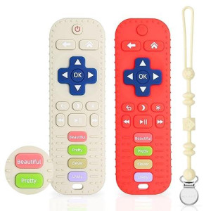 Misslili Baby Teether Toys - Tv Remote Control Shape Silicone Toddler Teething Toys For Babies 0-24 Months, Boys Girls Baby Chew Toys, Relief Baby Teething Gum Discomfort