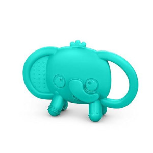 Bright Starts Tame Your Tusks Silicone Teether With Handles, Easy-Grasp Elephant, Blue, Unisex, 3 Months+