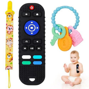 Baby Teether Toys, Iselyn 3 Pcs/Set Teething Toys For Babies 0-6 6-12 Months Soft Silicone Remote Control Shape Toy Sets With Teether Rings- Easy To Hold Teething Relief Soothe Chew Toys