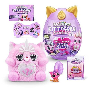 Rainbocorns Kittycorn Surprise Series 2 (Chinchilla Cat) By Zuru, Collectible Plush Stuffed Animal, Surprise Egg, Sticker Pack, Slime, Ages 3+ For Girls, Children