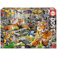 Educa - Brilliant Jungle - 1500 Piece Jigsaw Puzzle - Puzzle Glue Included - Completed Image Measures 33.46" X 23.6" - Ages 14+ (19563)