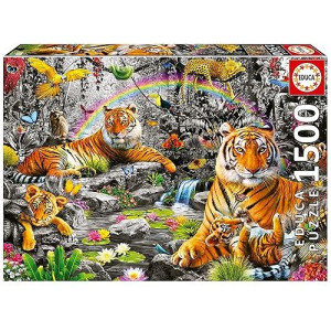 Educa - Brilliant Jungle - 1500 Piece Jigsaw Puzzle - Puzzle Glue Included - Completed Image Measures 33.46" X 23.6" - Ages 14+ (19563)