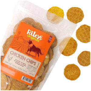 Rileys Waffles chicken chips for Dogs - USA Sourced chicken Dog Treats Single Ingredient - Dehydrated chicken Jerky for Dogs Made in USA Only - 16 oz