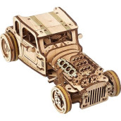 Ugears 3D Car Model Puzzle - Hot Rod Furious Mouse With Innovative Dual Engines - 3D Wooden Puzzles For Adults And All Family- Realistic Scaling Hot Rod Model Car Kits To Build - 3D Puzzle Model Kits