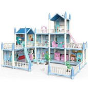 Deao Dollhouse For Girls - 3 Story 11 Rooms Diy Building Pretend Play House With Accessories Furnitures With Outdoor Space Open Sided Princess Castle Playset For Girls Kids