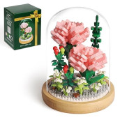 Flower Bouquets Building Sets, Pink Rose Bonsai Tree Botanical Collection With Display Case, Mini Gift Kits For Adults Teens 12+ Girls Women (675Pcs Micro Blocks)
