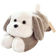 Uoozii 16" | 3 Pounds Grey Dog Weighted Stuffed Animals With Unscented Microwavable Heating Pad, Cute Coolable Heatable Weighted Plush Warm Gift For Stress & Period Pain Relief