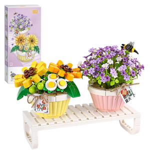 Ziyostar Mini Sunflower Bonsai Tree Building Kit,534Pcs Diy Simulating Plant Ecology Collection Building Toy,Bouquet Set Gifts For Adults, Children(Not Compatible With Lego Set )