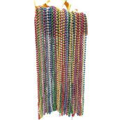 Dondor Festive Metallic Beaded Necklaces (72 Pack, Multicolored)