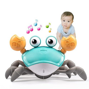 Dusja Crawling Crab Baby Toys - Infant Tummy Time Toy Gifts 3 4 5 6 7 8 9 10 11 12 Babies Boy Girl Dancing Walking Moving Learning Crawl 0-6 To 12-18 Months Boys Girls Toddler Birthday Gifts (Green)