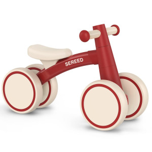 Sereed Baby Balance Bike For 1 Year Old Boys Girls 12-24 Month Toddler Balance Bike, 4 Wheels Toddler First Bike, First Birthday Gifts (Red)