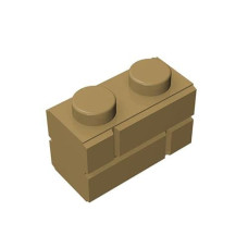 Classic Bulk Brick Block, Compatible With Lego Parts And Pieces 98283: Earthy Yellow 1X2 Masonry Profile Brick,100Pcs.