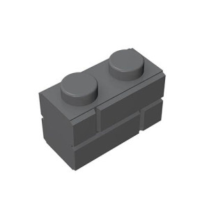 Classic Bulk Brick Block, Compatible With Lego Parts And Pieces 98283: Dark Grey 1X2 Masonry Profile Brick,100Pcs.