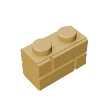 Classic Bulk Brick Block, Compatible With Lego Parts And Pieces 98283: Apricot Yellow 1X2 Masonry Profile Brick,100Pcs.