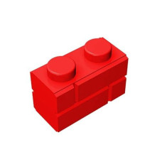 Classic Bulk Brick Block, Compatible With Lego Parts And Pieces 98283: Red 1X2 Masonry Profile Brick,100Pcs.